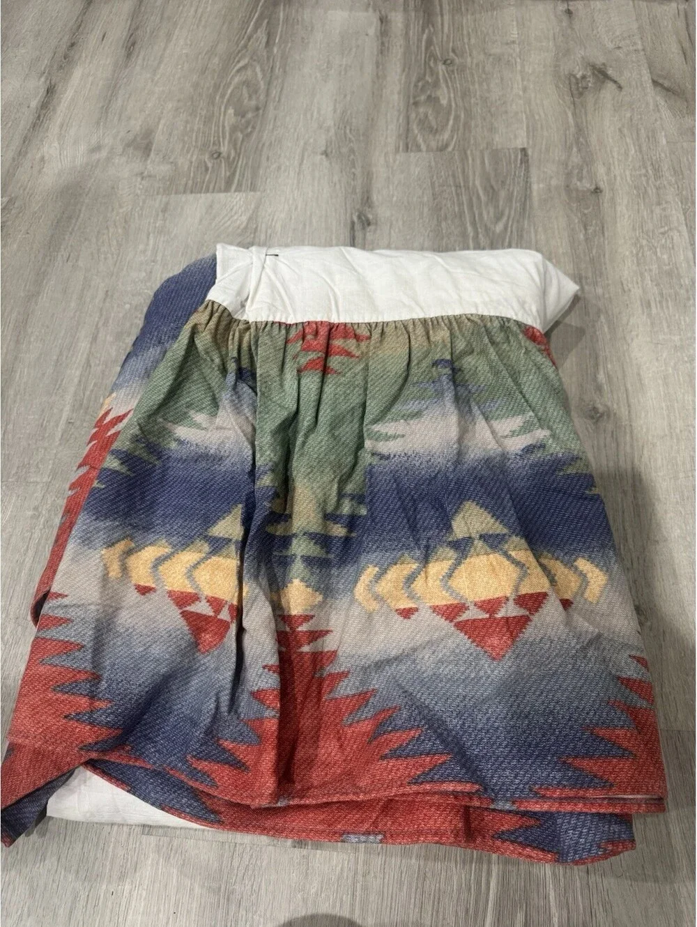 Vtg Ralph Lauren Rio Grande Bedskirt Dust Ruffle Multicolor Southwestern Cotton